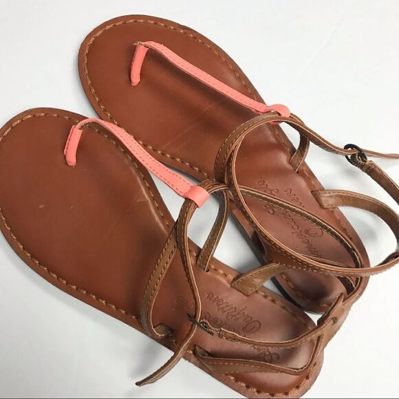 American Eagle Coral Thong Sandals Size 7 - Picture 3 of 4